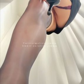 #Olive 紫色吊带袜~1